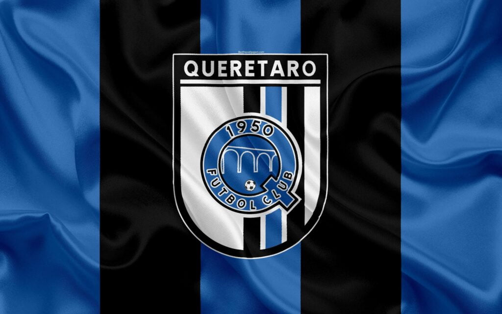 Logo del Querétaro Fútbol Club con los colores azul y negro.