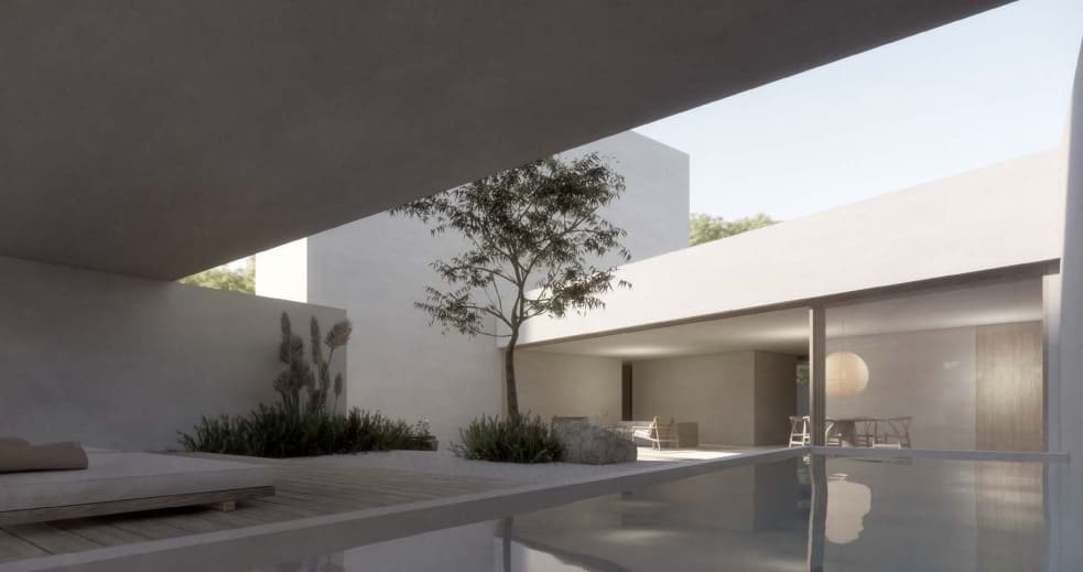alberca de lujo viñedos del polo queretaro suntuo(6) alberca principal de Casa de lujo con diseño moderno y minimalista en Viñedos del Polo, Querétaro. Un desarrollo exclusivo que combina viñedos privados y residencias premium.