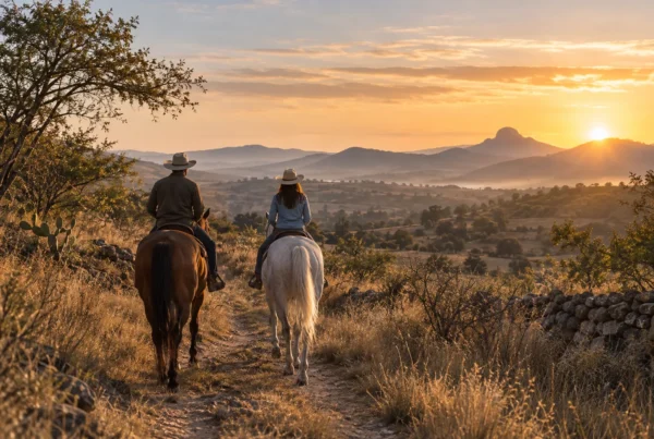 Imagen ilustrativa de una cabalgata al amanecer; no representa a Alegrando tu mañana ni su recorrido.