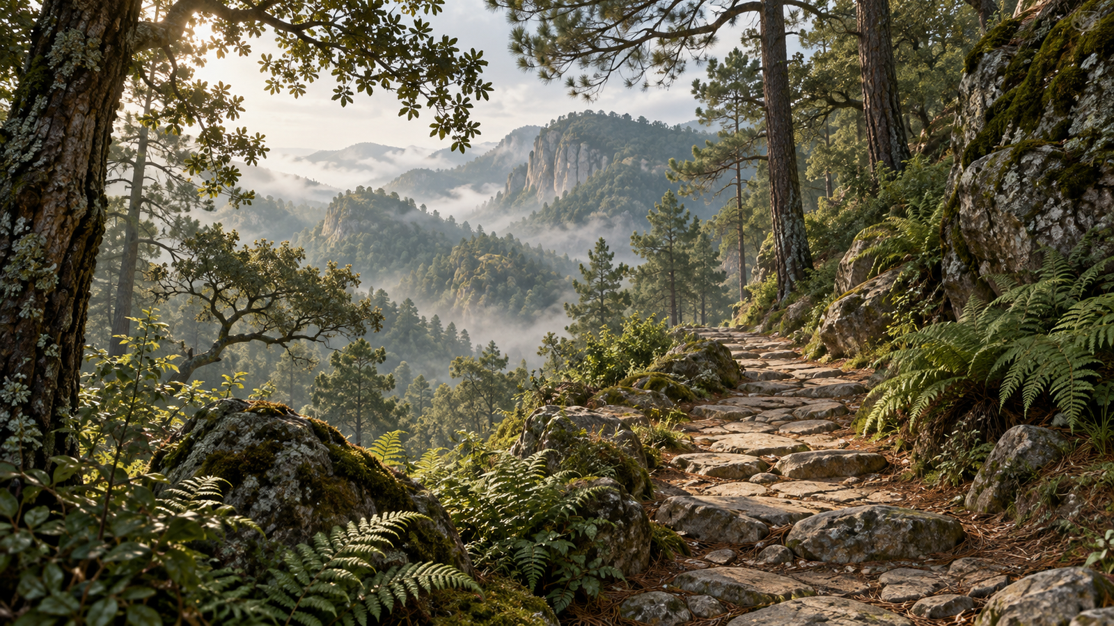 Sendero de bosque · ilustración conceptual
